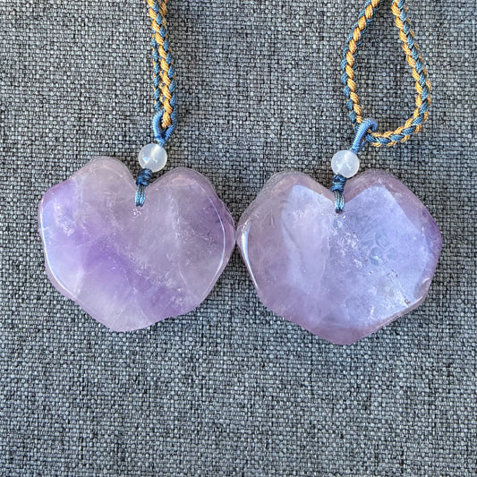 Purple Flora Lock Pendant Rope Necklace - Amethyst