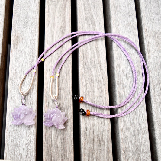 Amethyst Lotus Necklace - Lavender Purple Crystal