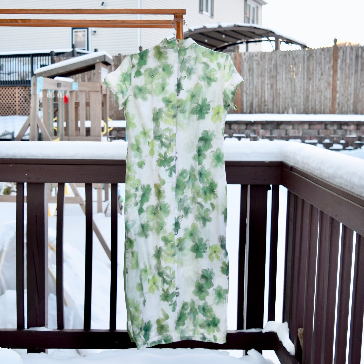 White Green Flora Tassel Qipao - Chinese Traditional Cheongsam