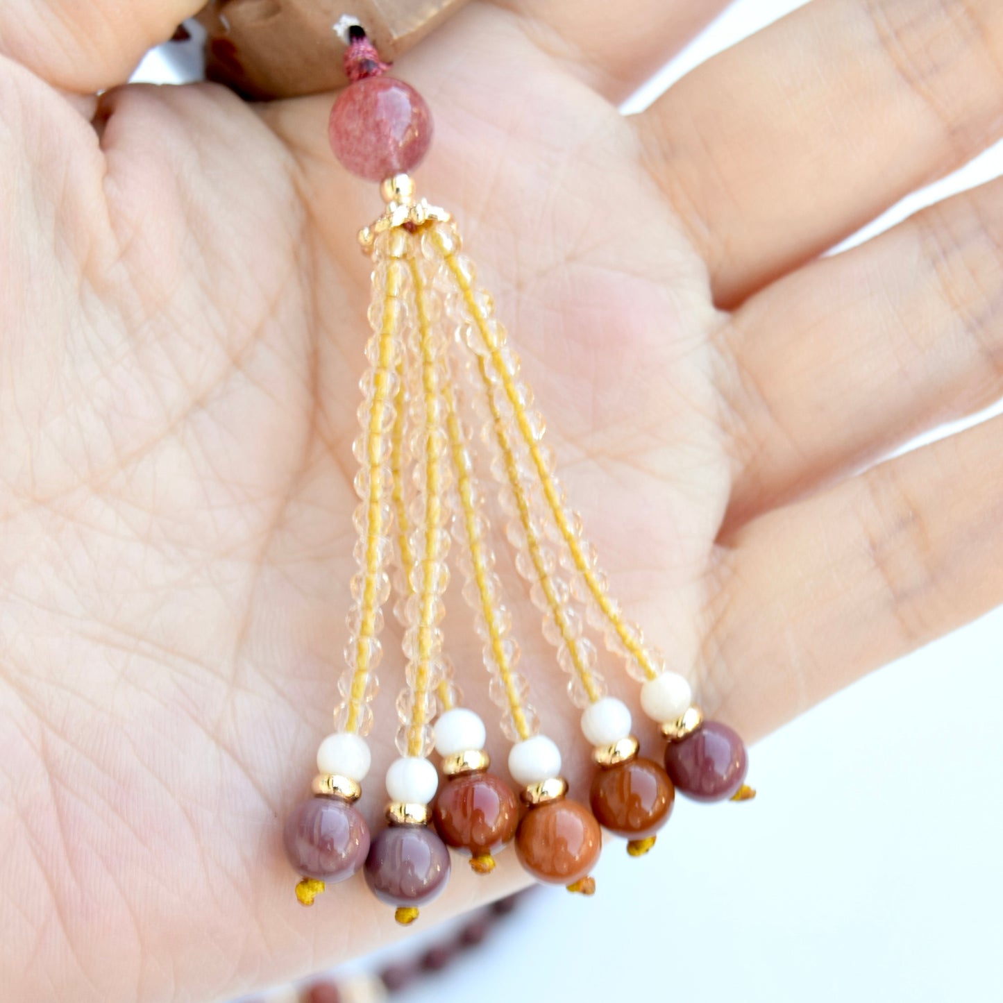 Brown Red Castle Pendant Beaded Necklace - Colorful Jasper Agate