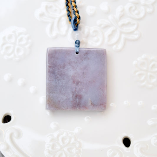 Purple Flower Fairy Pendant Rope Necklace - Ocean Jasper
