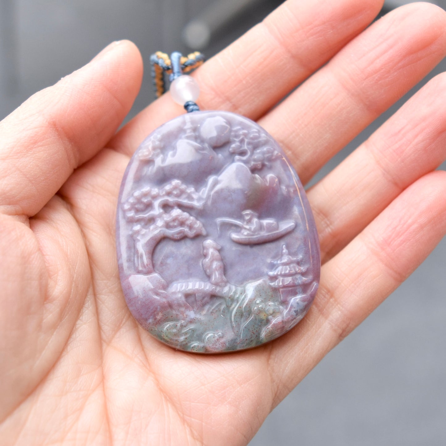 Ocean Jasper Landscape Pendant - Purple Stone
