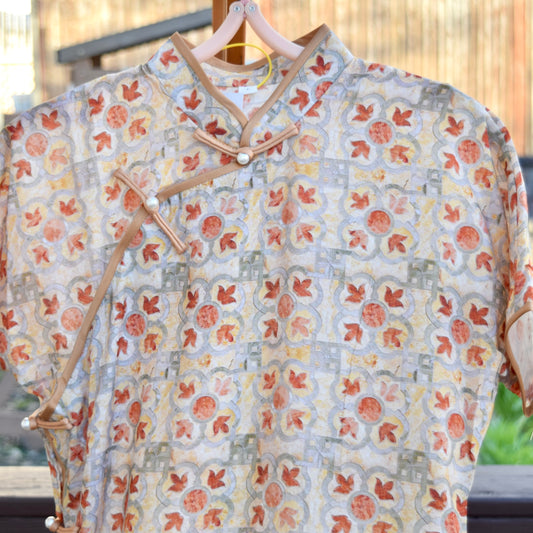 Orange Maple Qipao Long Dress - Chinese Traditional Cheongsam