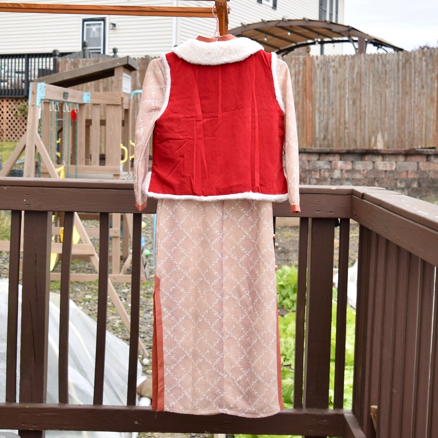 Orange Plaid Qipao Midi Dress - Chinese Cheongsam