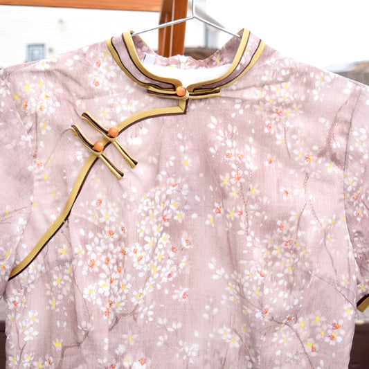 Pink Plum Blossom Printed Qipao Dress - Chinese Traditional Cheongsam