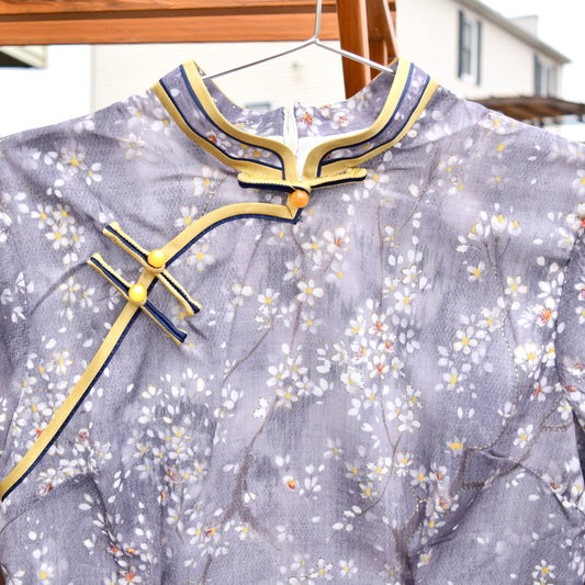 Purple Plum Blossom Printed Qipao Dress - Chinese Traditional Cheongsam