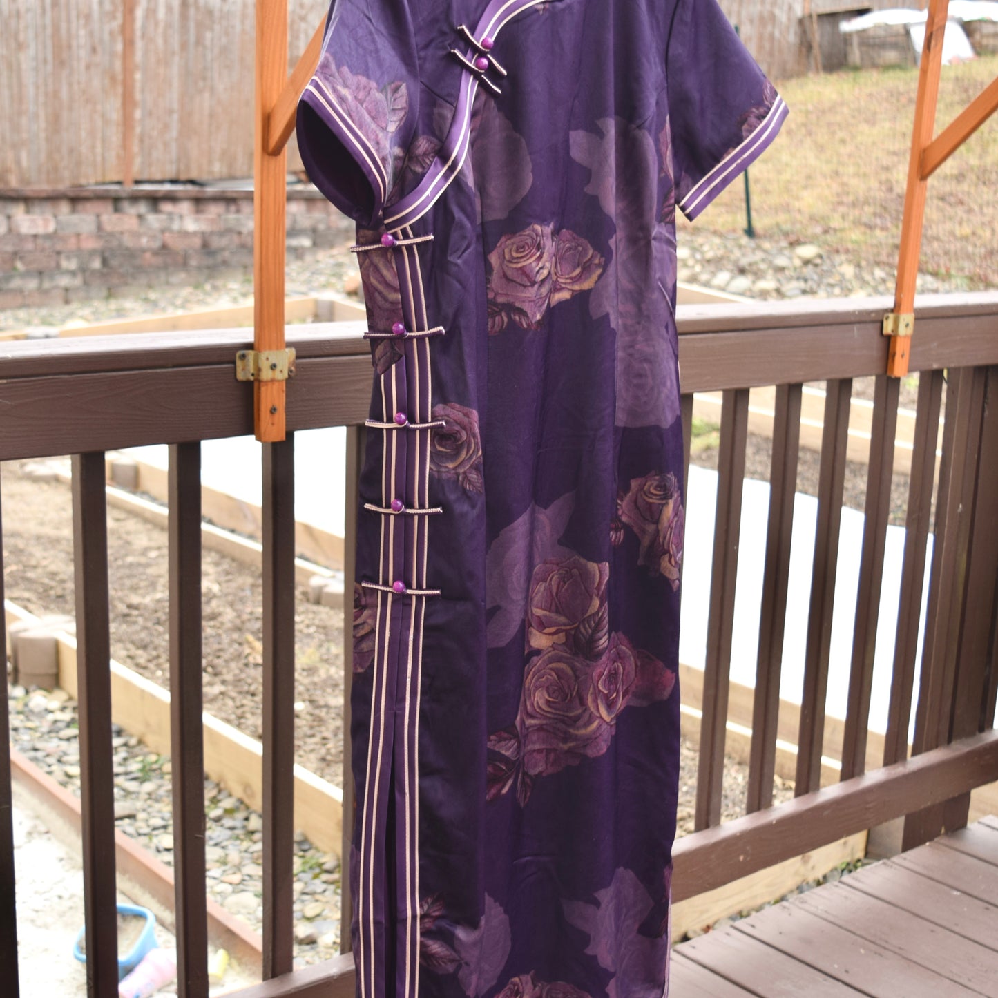 Purple Peony Printed Qipao Dress - Chinese Traditional Cheongsam