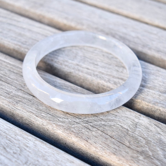 58.2 mm Clear Quartz Bangle - White