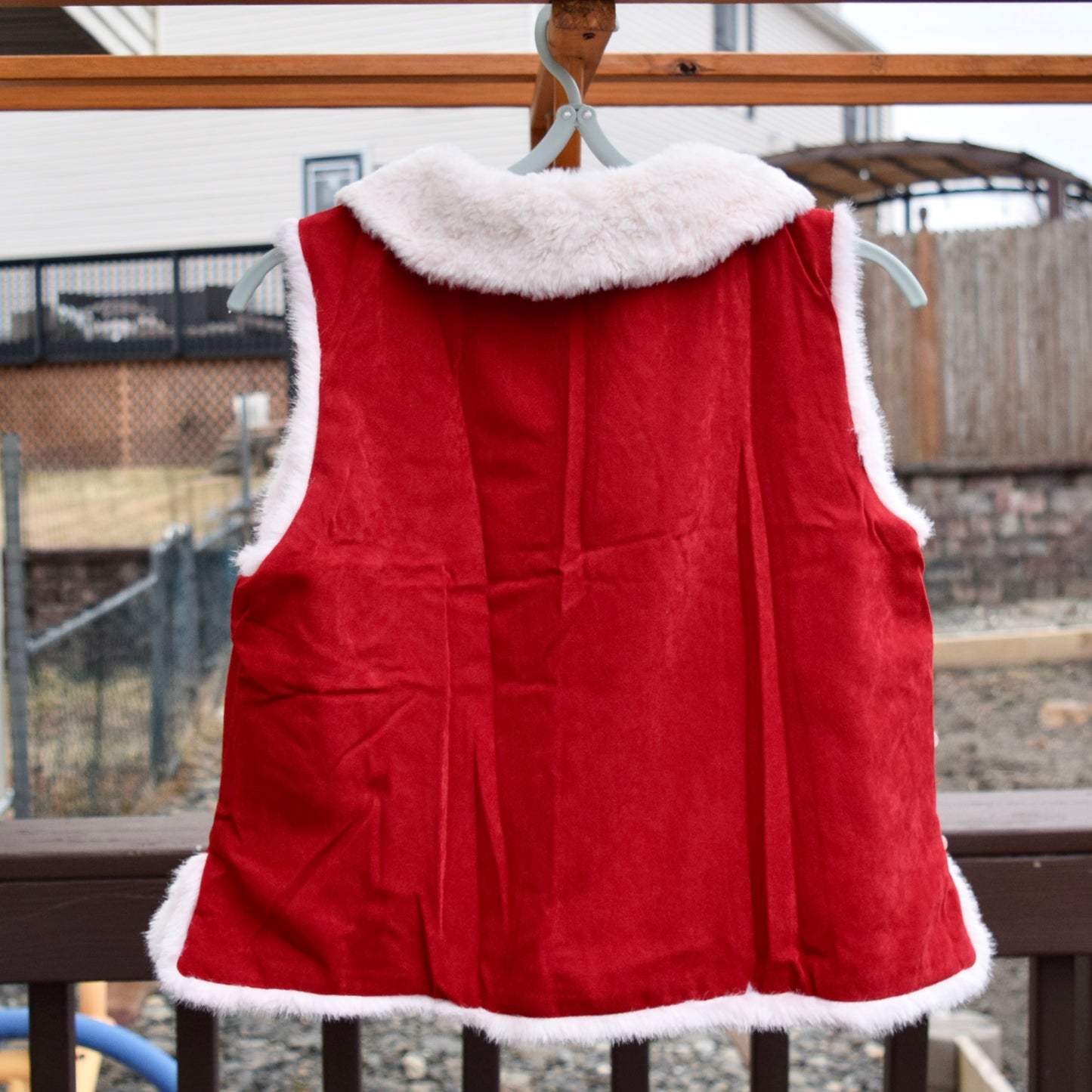 Red Embroidered Lion Vest Faux Fur Trim - Chinese Qipao Winter Top