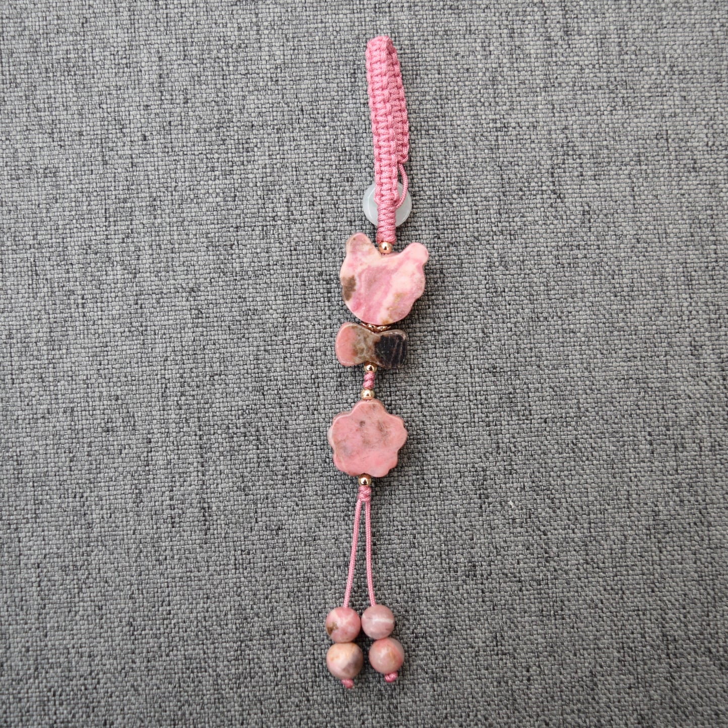 Pink Character Bag Charm Keychain –Rhodonite Accessory