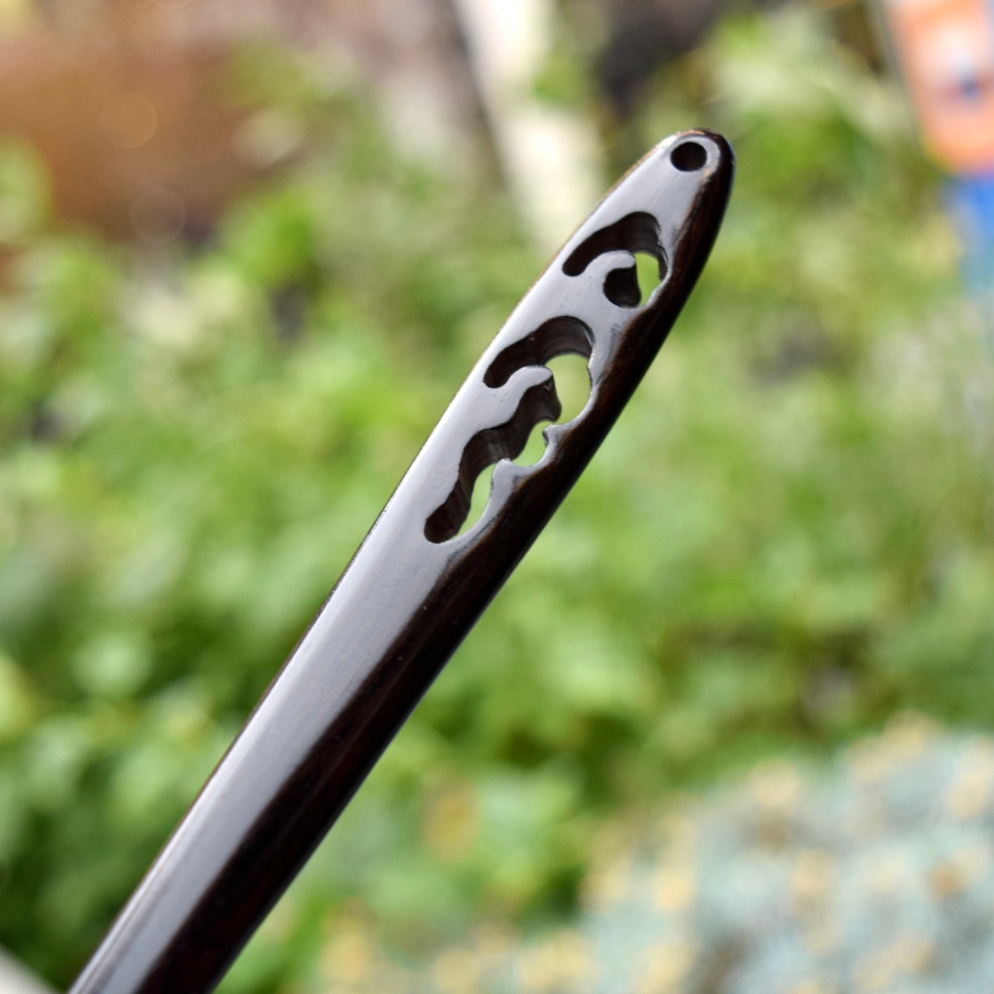 Cloud Carved Black Wood Hair Stick - Chinese Hairpin