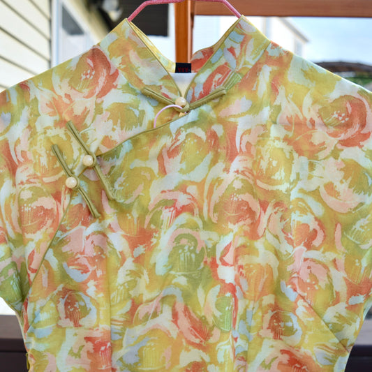 Yellow Rose Printed Qipao Long Dress - Chinese Traditional Cheongsam