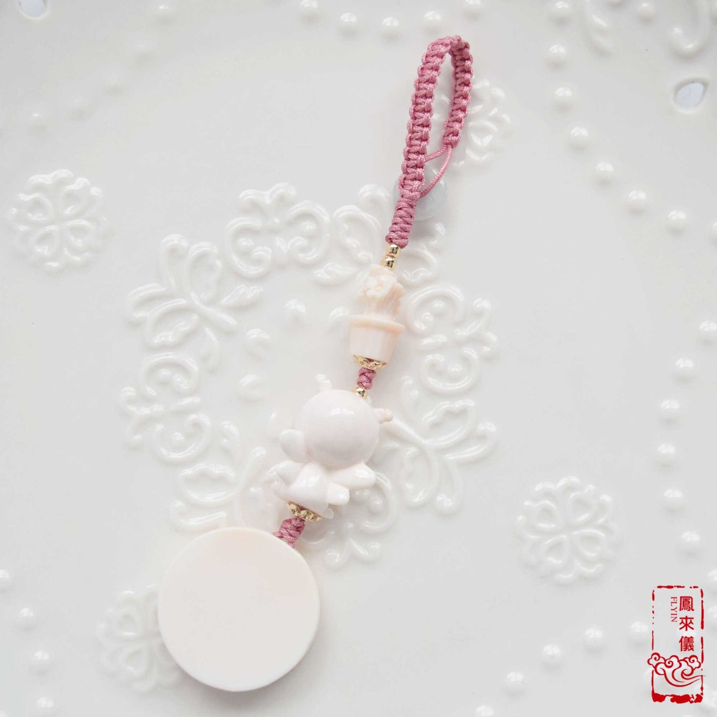 Fairy & Castle Conch Shell Charm: Pink Carved Pendant Accessory