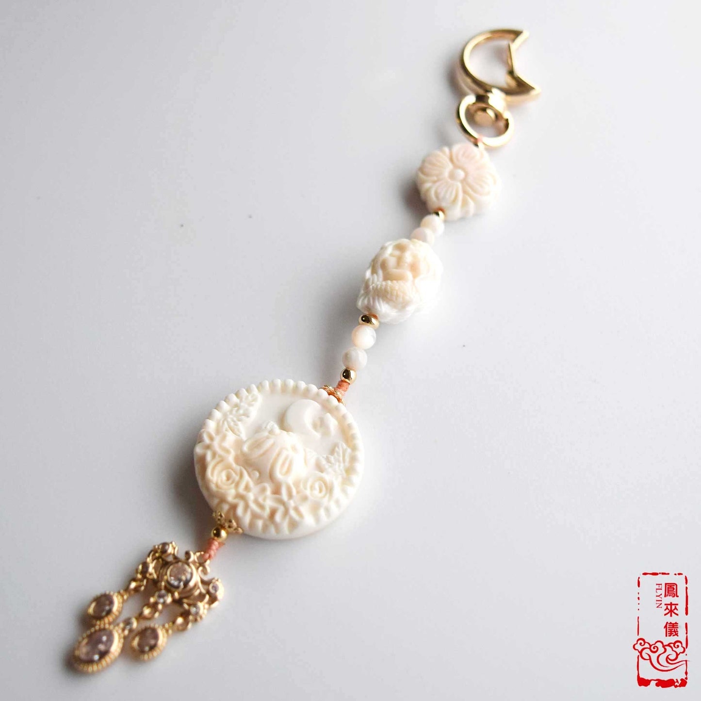 Moon Bunny Flora Bag Charm and Key Chain|Queen Conch Shell