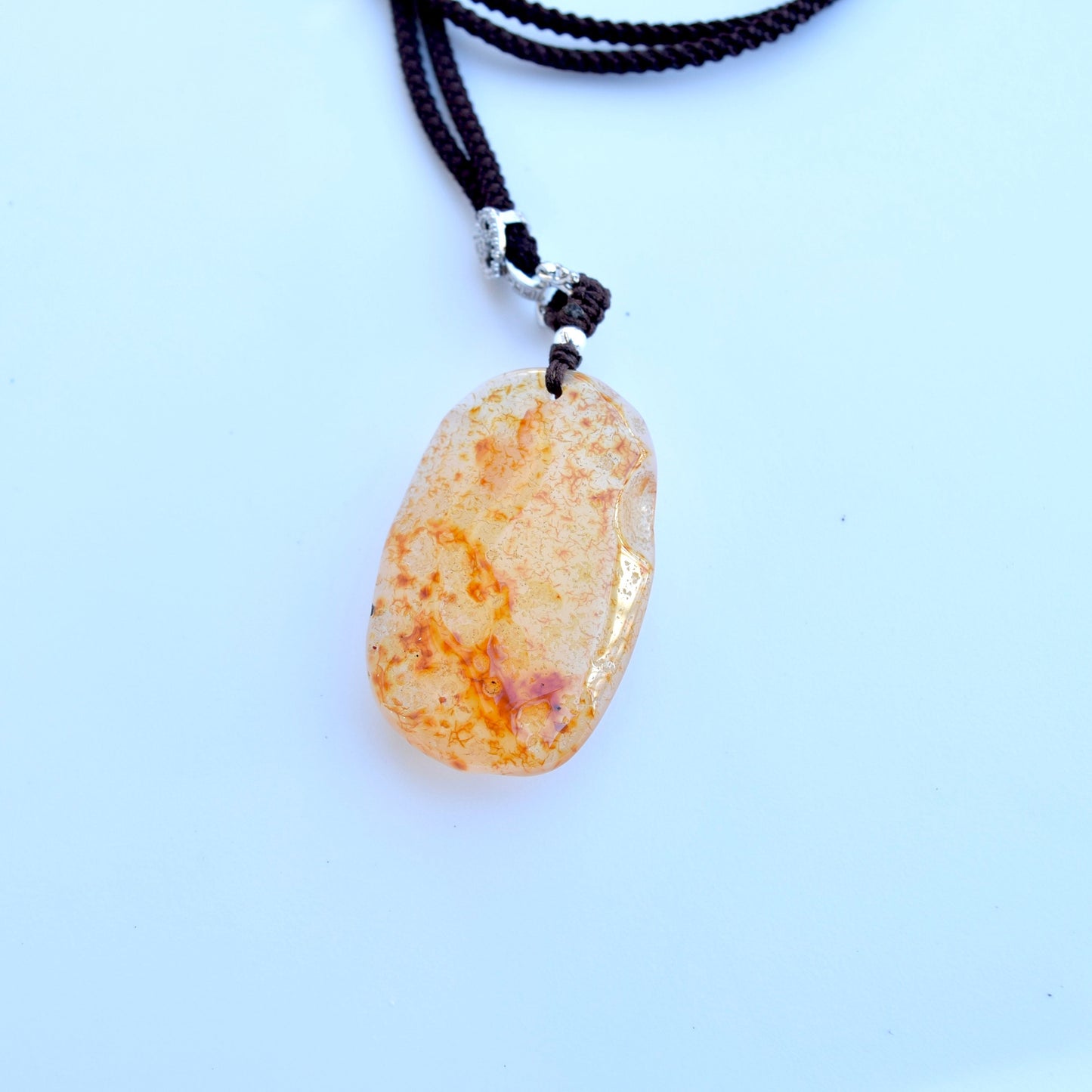 Agate Butterfly Peony Pendant Necklace - Chinese Rope Necklace