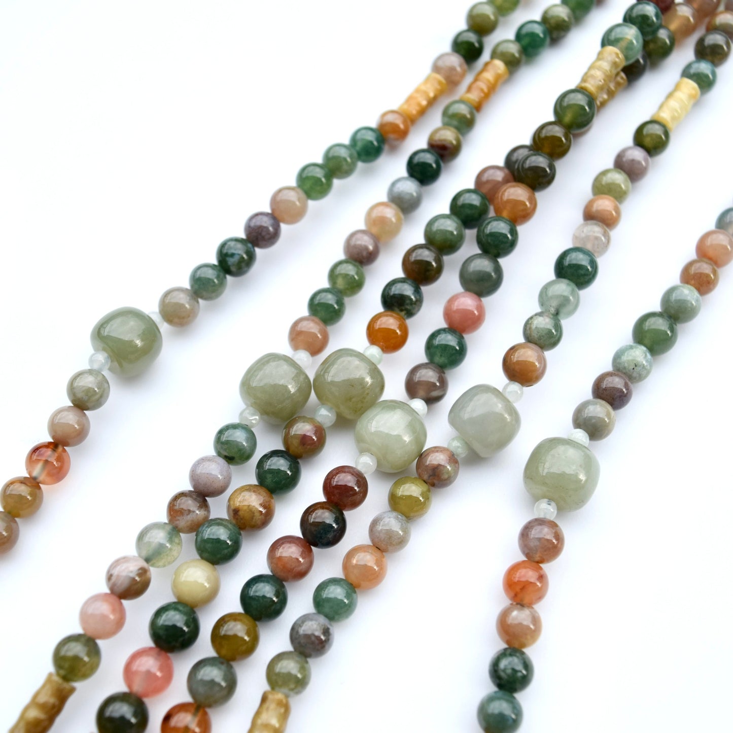 Double Side Dragon Pendant Necklace - Green Jadeite -Agate Long Necklace