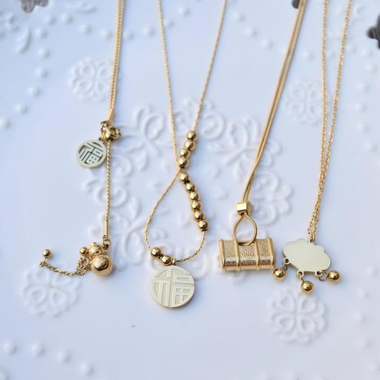 Fu Pendant Necklace - Chinese New Year - Stainless Steel Necklace