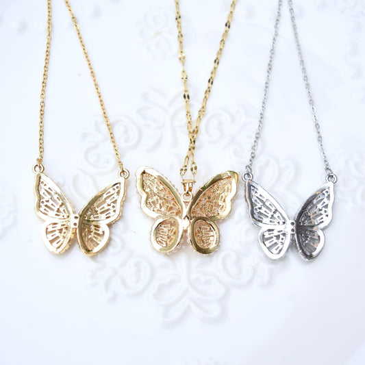 Crystal Butterfly Necklace - Stainless Steel Necklace