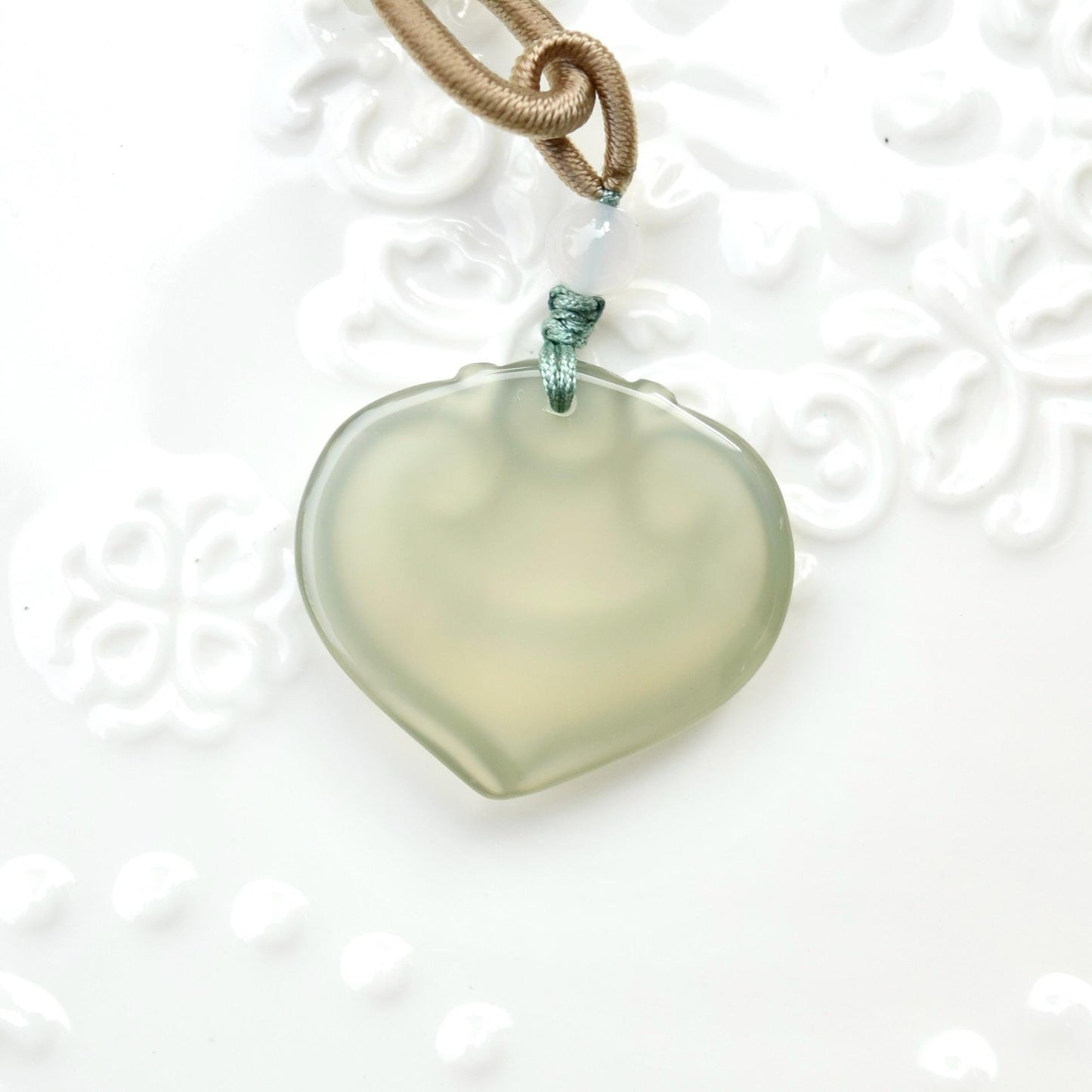 Agate Ruyi Lock Necklace- Green Agate Jade
