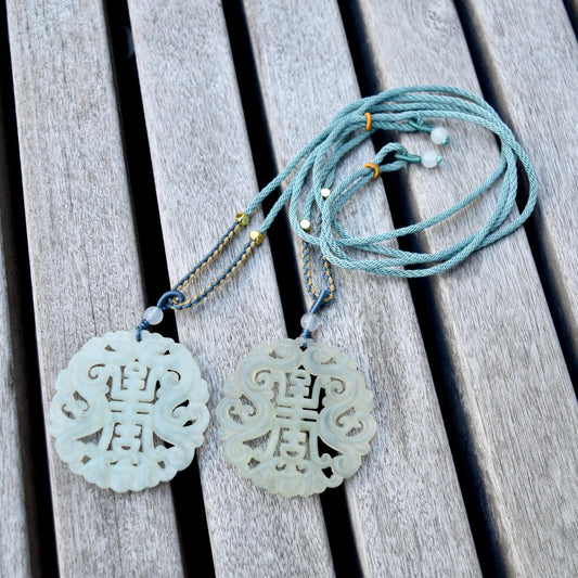 Longevity Circle Large Pendant Necklace - 岫玉壽吊墜