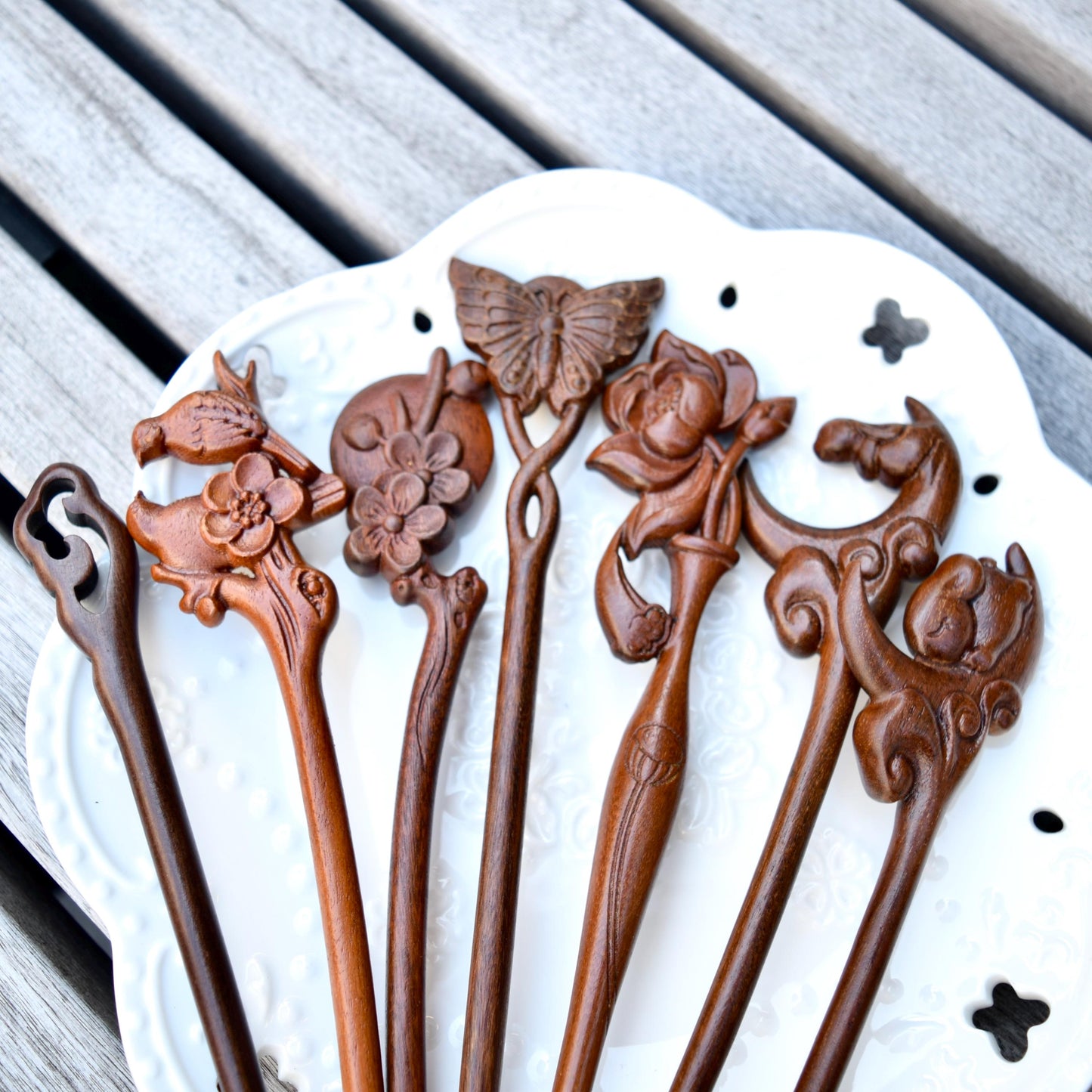 Moon Rabbit Wood Hair Stick - Chinese Hairpin