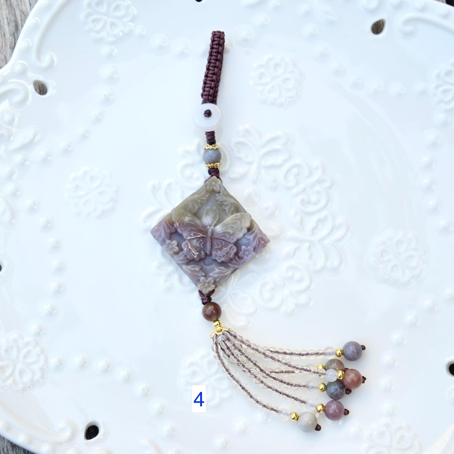 Purple Butterfly Keychain Bag Charm - Ocean Jasper
