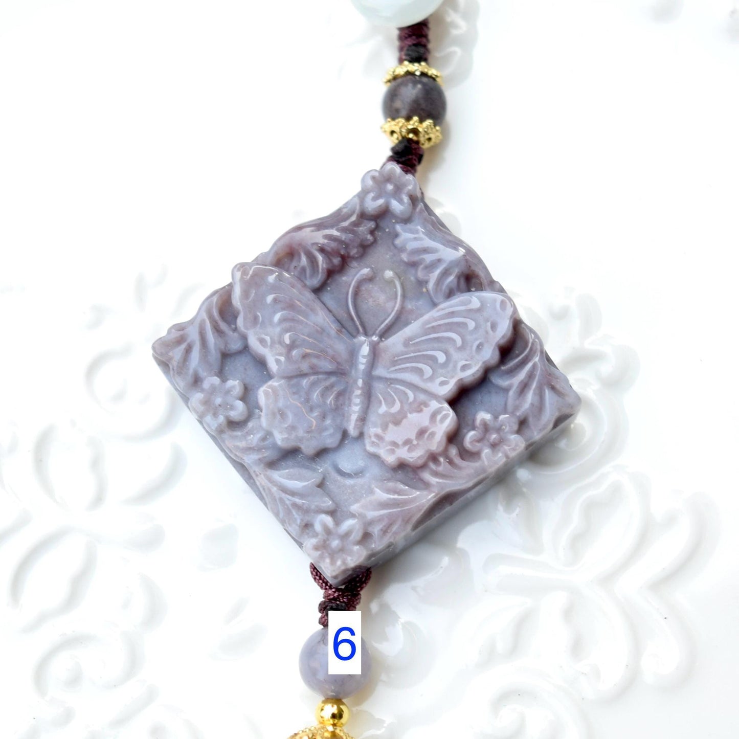 Purple Butterfly Keychain Bag Charm - Ocean Jasper - 6 Styles