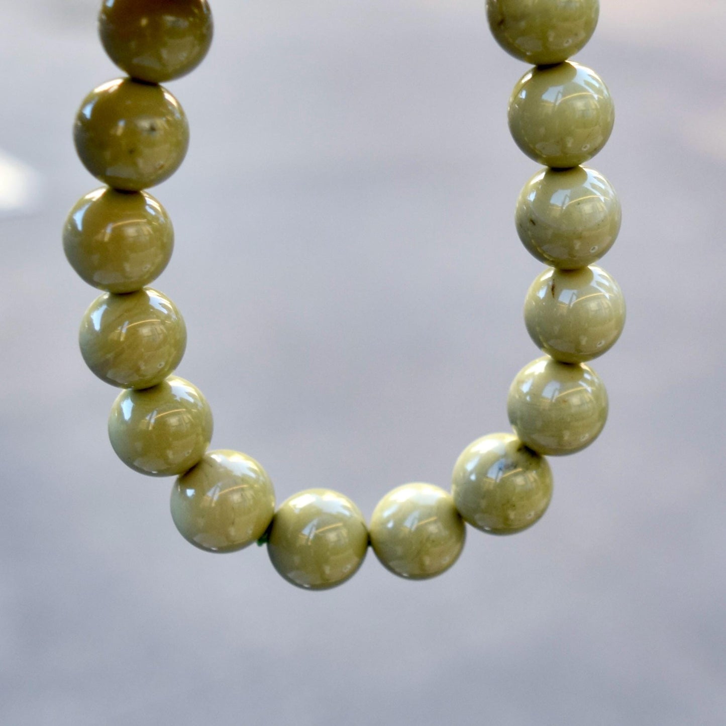 10.9 mm Colorful Agate Beaded Bracelet - Matcha Green A26