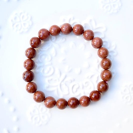 9.3 mm Agate Beaded Bracelet - Brown A30