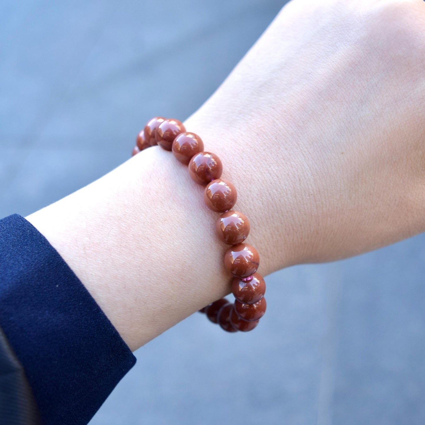 9.3 mm Agate Beaded Bracelet - Brown A30