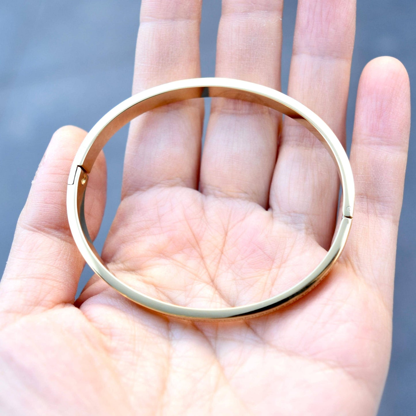 Golden Traditional Pattern Carved Bangle - Stainless Steel