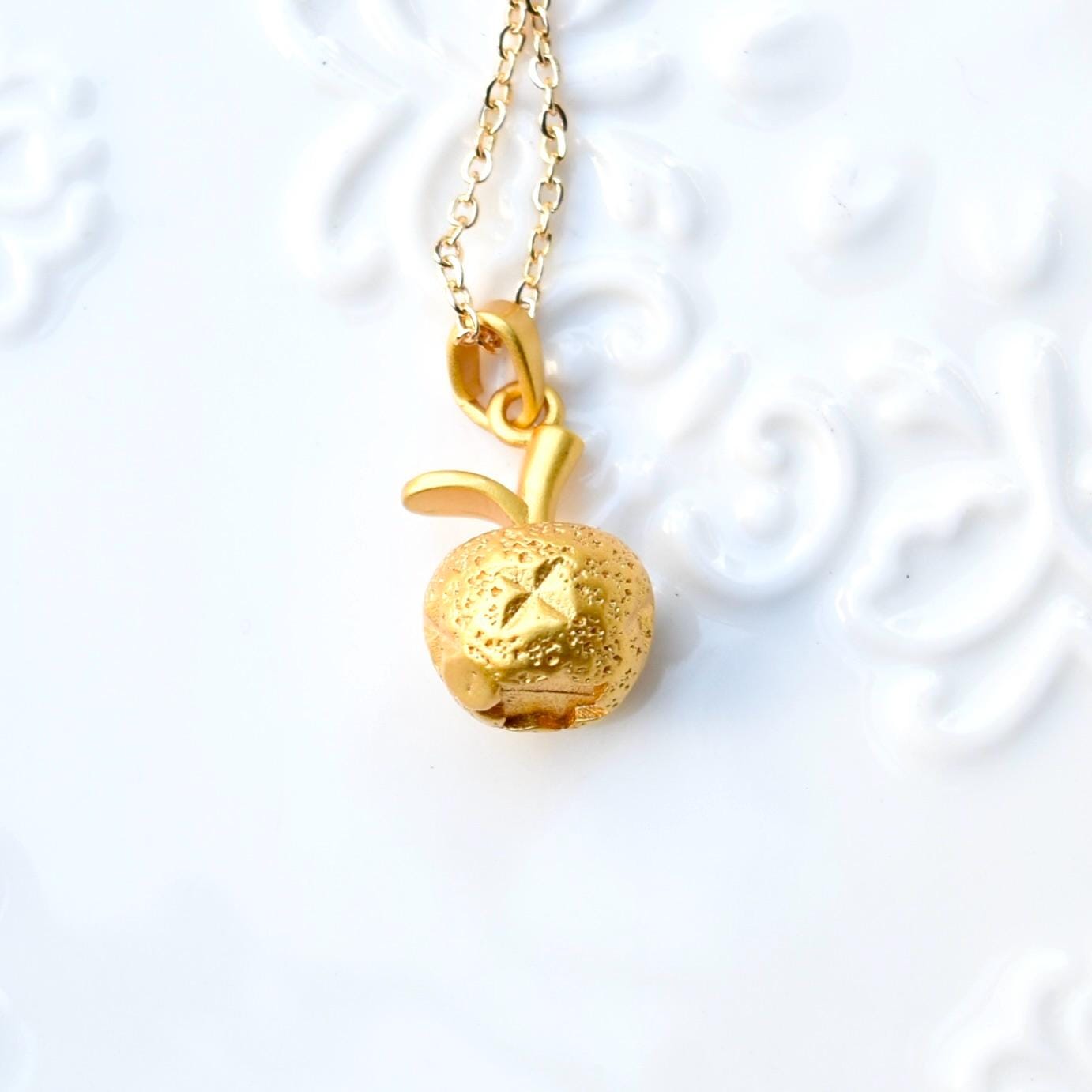 Chinese Fortune Bag Apple Charm Necklace - Stainless Steel Necklace