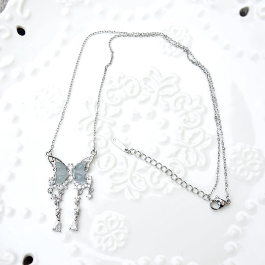 Silver Butterfly Pendant Necklace - Stainless Steel Necklace