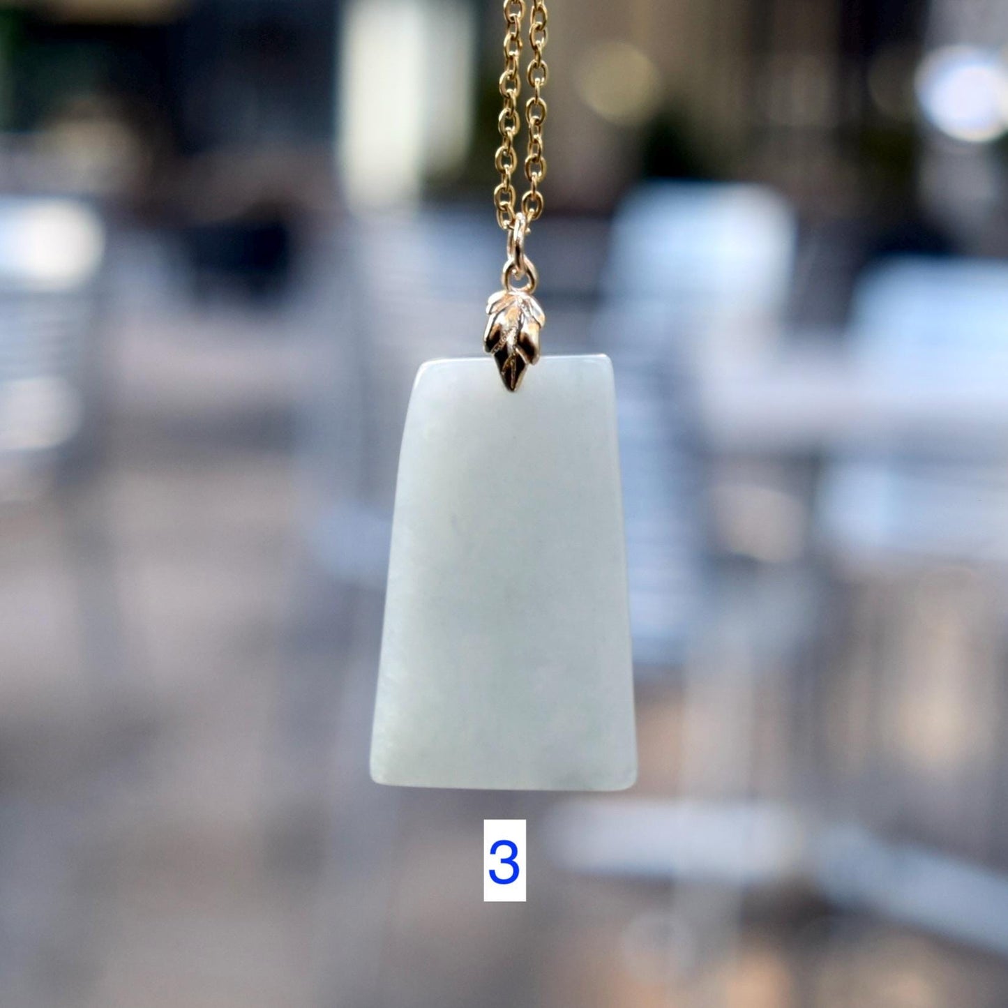 Jadeite Peace Rectangle Charm Necklace