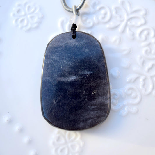 Obsidian Black Silver Dragon Pendant Necklace