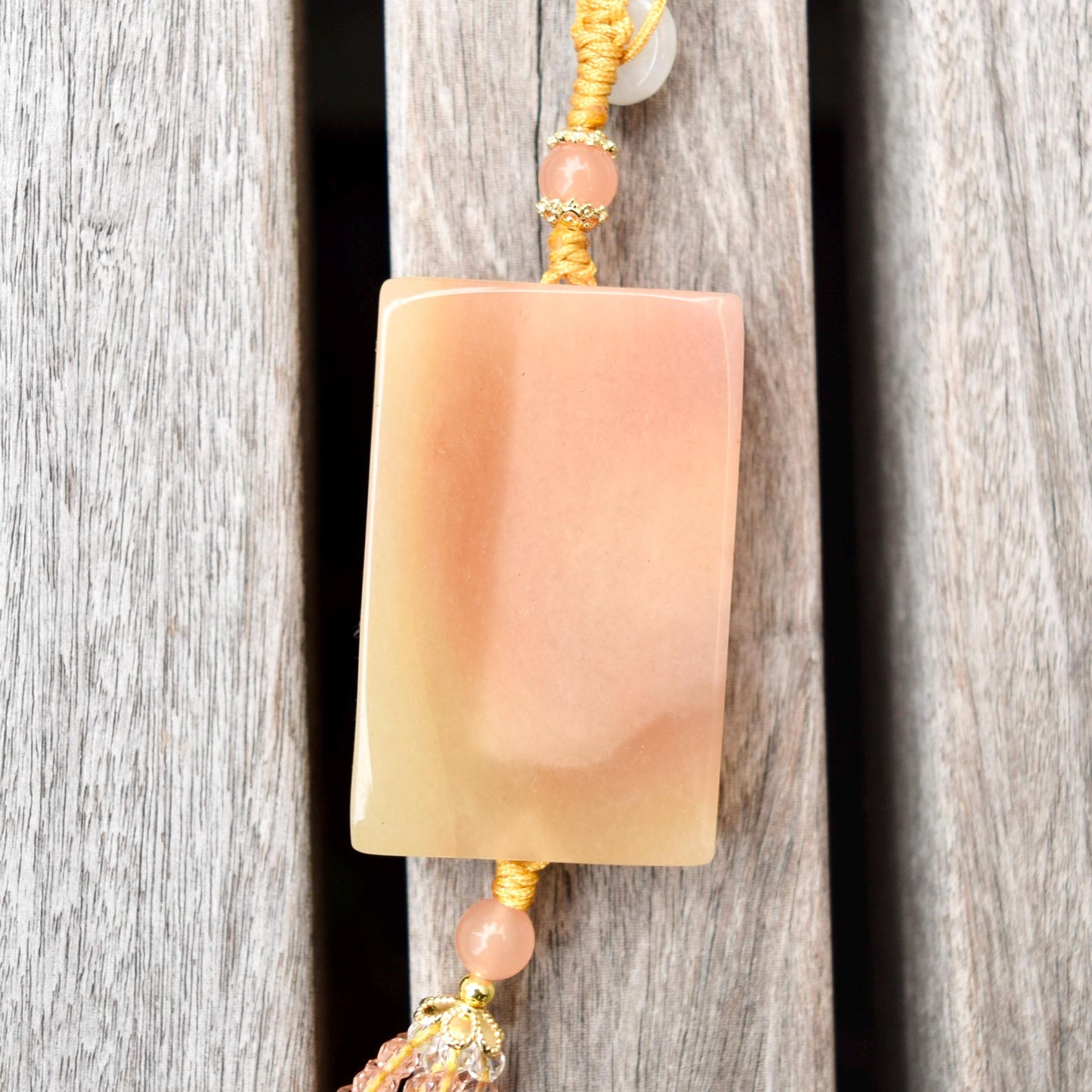 Orange Rabbit Mountain Fish Tassel Ornament - Chinese Jade Bag Charm