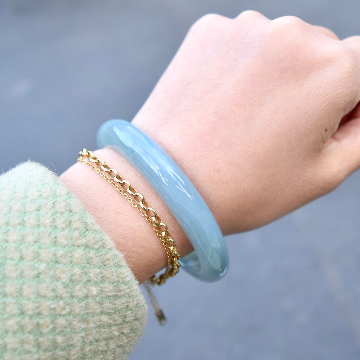 59.1 mm Blue Agate Bangle Bracelet