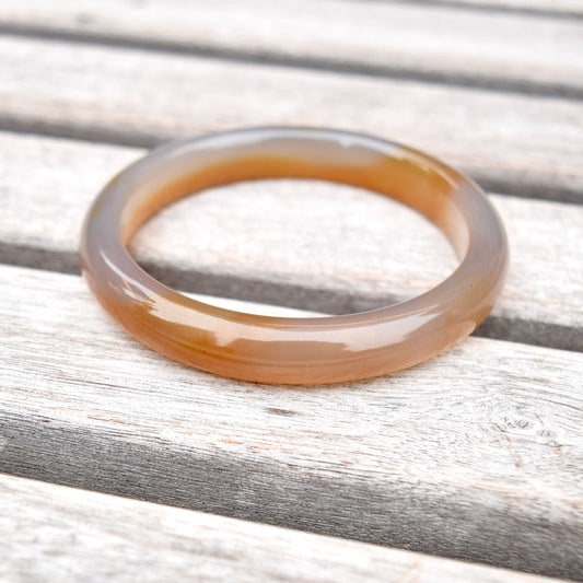 56.4 mm Brown Agate Bangle - Natural Jade Stone