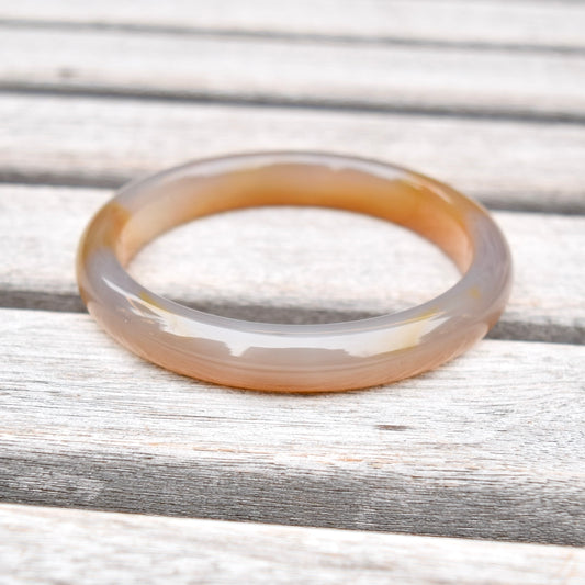 56.4 mm Brown Agate Bangle - Natural Jade Stone