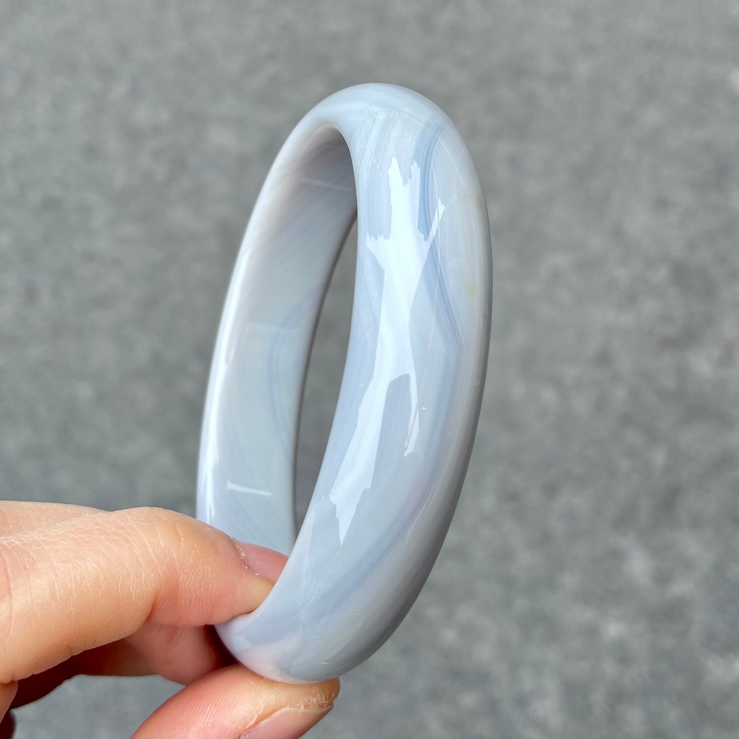 61.6 mm Agate Bangle Bracelet - Black - Chinese Agate Bracelet