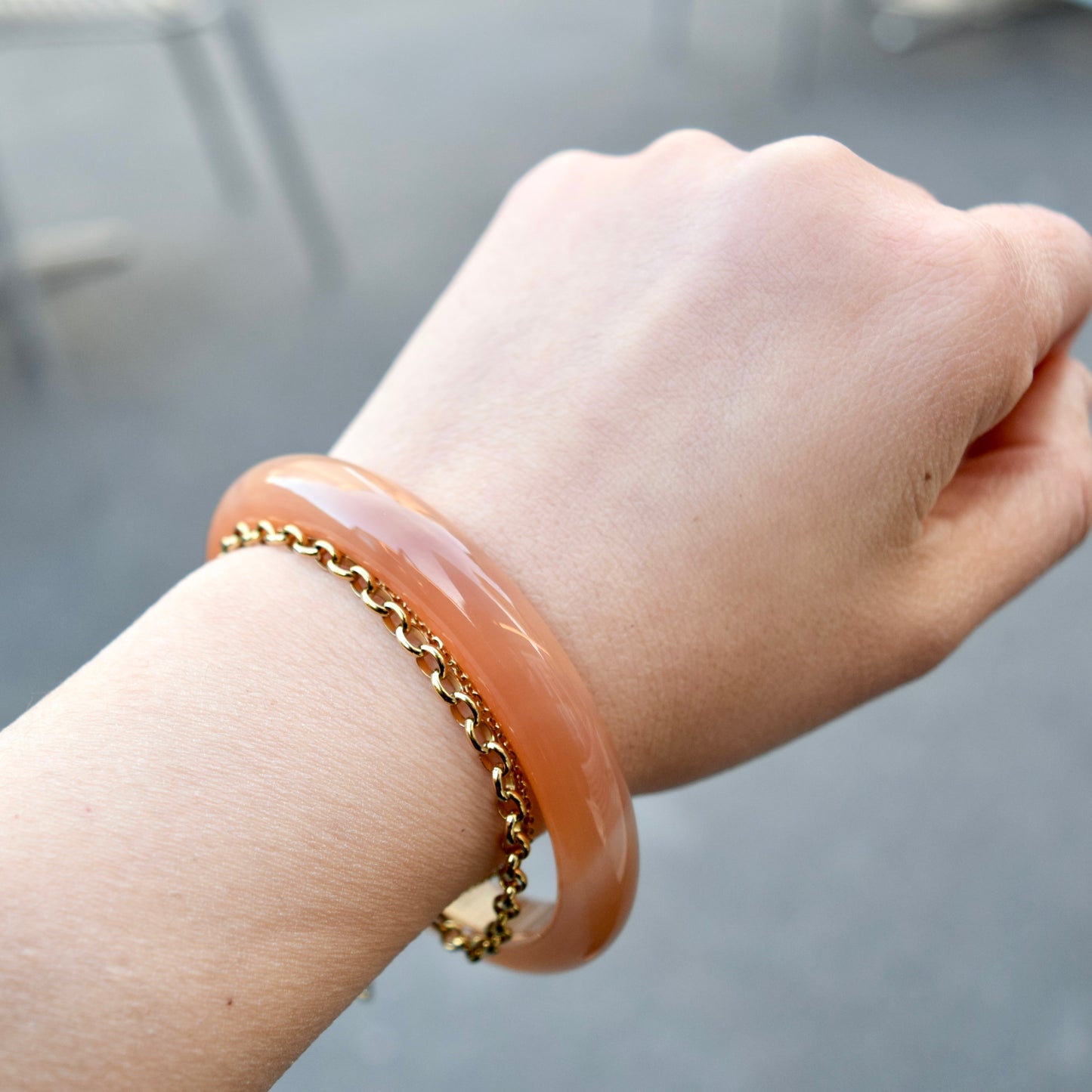 60.8 mm Orange Agate Bangle Bracelet