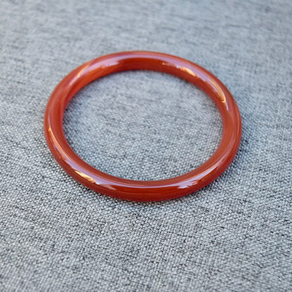 61.3 mm Red Agate Bangle: Chinese Jade-like Stone