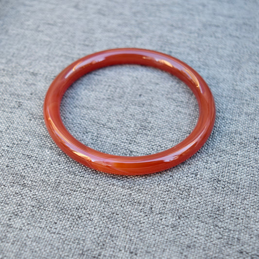 61.3 mm Red Agate Bangle: Chinese Jade-like Stone