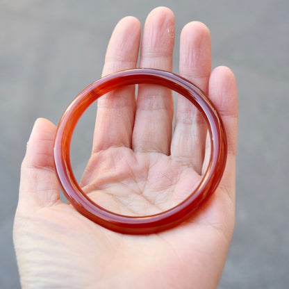 61.3 mm Red Agate Bangle: Chinese Jade-like Stone