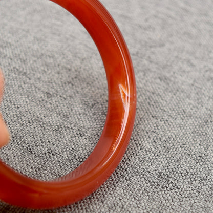 60.2 mm Red Agate Bangle: Chinese Jade-like Stone