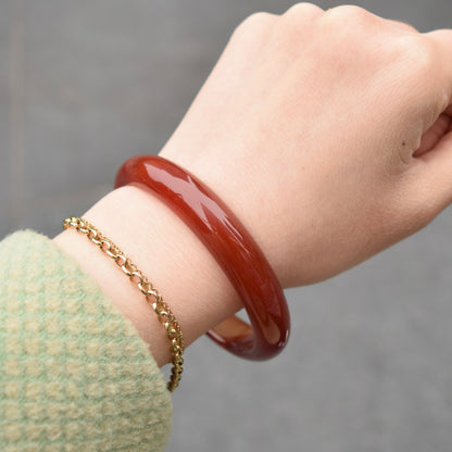 60.6 mm Red Agate Bangle: Chinese Jade-like Stone