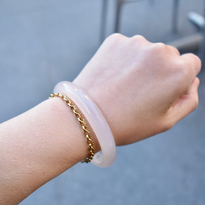 60.6 mm Agate Bangle Bracelet - White