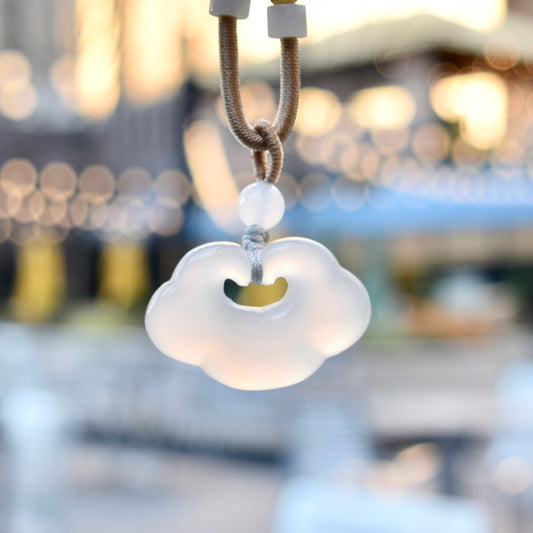 White Agate Ruyi Baby Lock Jade Pendant Necklace - 如意寶寶锁