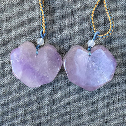 Purple Flora Lock Pendant Rope Necklace - Amethyst