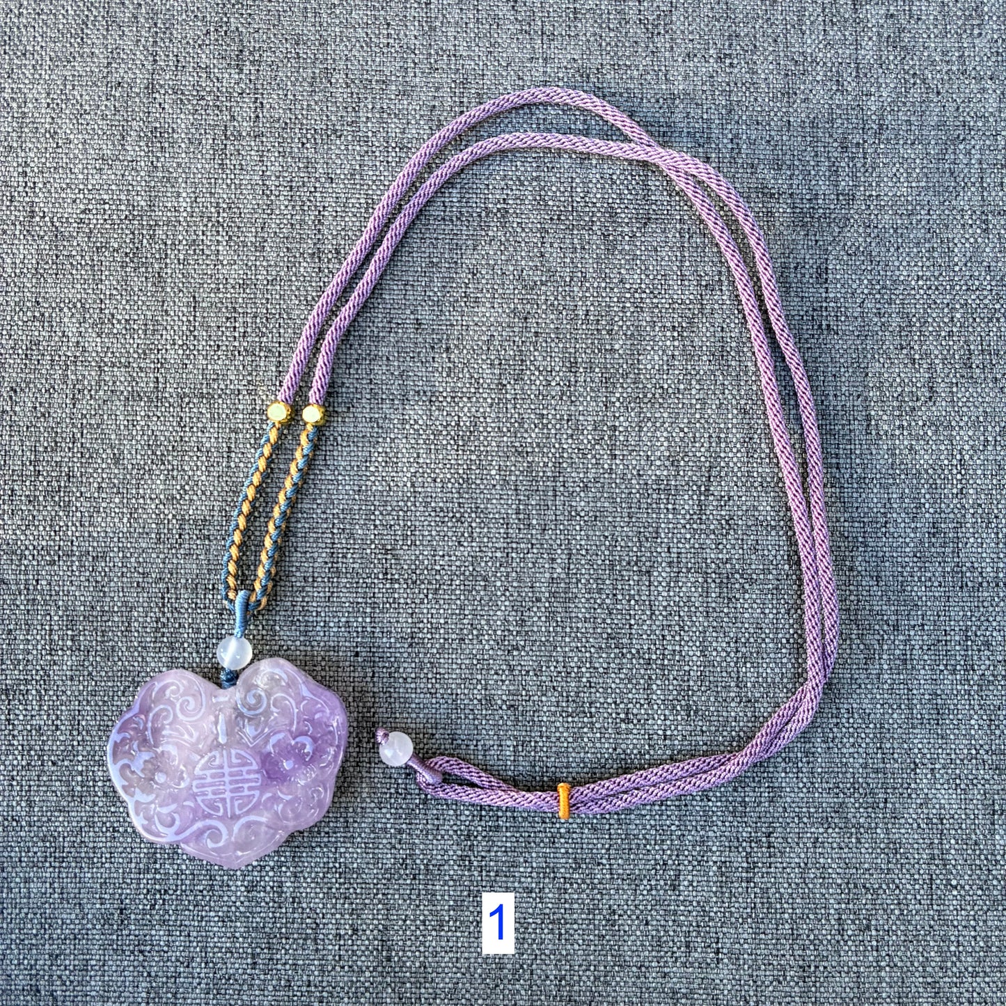 Purple Flora Lock Pendant Rope Necklace - Amethyst
